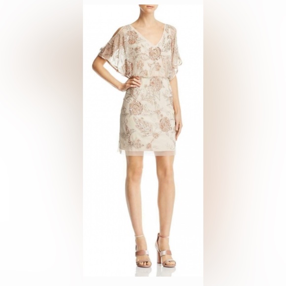 NWT Aidan Mattox Slit-Sleeve Beaded Blouson Dress size 4 - Picture 2 of 8